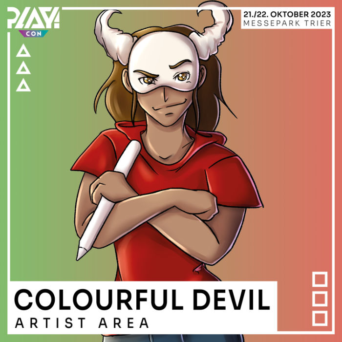 Ein bunt gezeichnetes Selbstportrait von Colorful Devil