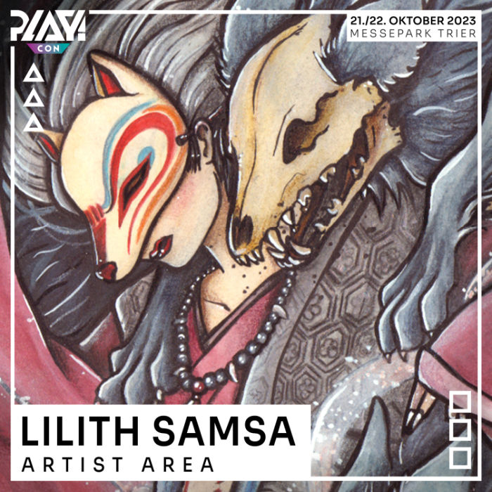 Eine Zeichnung einer Frau mit Fuchsmaske von Lilith Samsa
