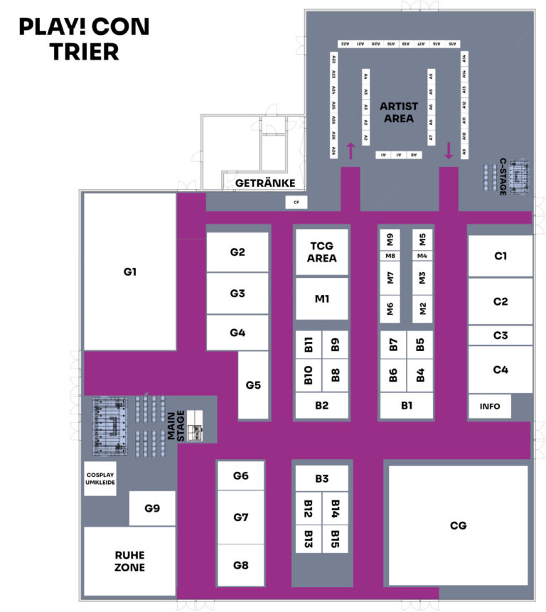 Der provisorische Standplan der PLAY Con 2025.